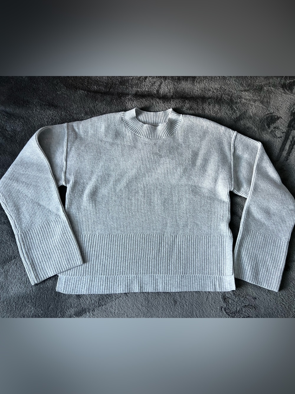 Pink Rose Light Gray Ribbed Turtleneck Sweater